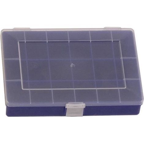 Vaschetta per minuteria 250x170x46 mm blu polipropilene 18 scomparti Hünersdorff HÜNERSDORFF WE6083 18