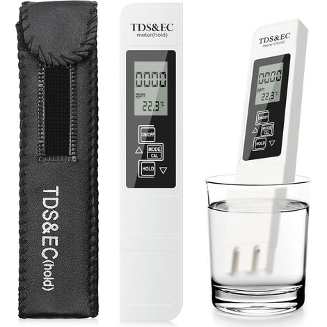 Probador de calidad del agua, medidor LCD digital 3 en 1 con funciones de TDS, CE y temperatura, para pruebas precisas de la calidad del agua potable, piscinas y acuarios. (1/5)