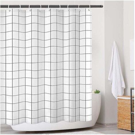 Quick-Drying Waterproof Shower Curtain with Weighted Hem, Washable Polyester Bathroom Curtain with 12 Hooks, 180 x 200 cm (1/4)