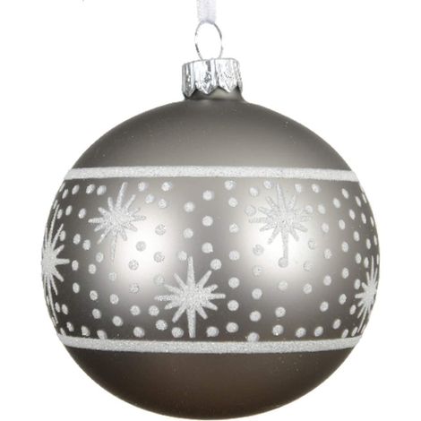 Weihnachtskugel Betongrau mit weißem Muster Ø 8 cm - Glas