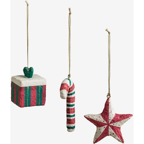 Set de 3 décorations de Noël en papier mâché Randolf SKLUM Rouge Grenat (1/5)