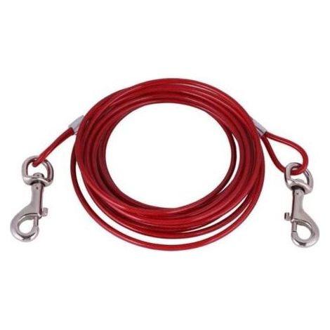 Laisse pour chien en fil d\'acier long, câble de sécurité solide pour animaux de compagnie pour une utilisation en extérieur 3m-Karteo