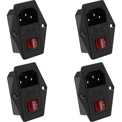 4 Pièces 220-250V / 10A IEC320 C14 Connecteur Encastrable, Prise Audio IEC Prise Encastrée pour Imprimante 3D, avec Interrupteur, Fusible et Lampe
