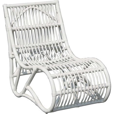 Fauteuil de jardin en rotin naturel blanc – Dimensions 61x94x85 cm – Sans accoudoirs – Confort ergonomique pour extérieur – Chillvert (1/4)