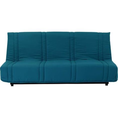 Banquette clic clac 3 places - Bleu canard - 100% coton - L 193 x P 92 cm - LENA (1/5)