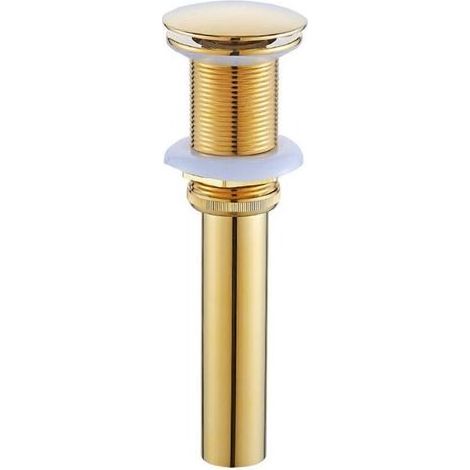 Bonde et accessoires pour vasque et lavabo，Pop-up Rétro Bouchon Bonde de Lavabo Vidange sans Trop-Plein en Laiton Bronzé Universel Valve Draineur d’Evier Vasque Siphon, Or
