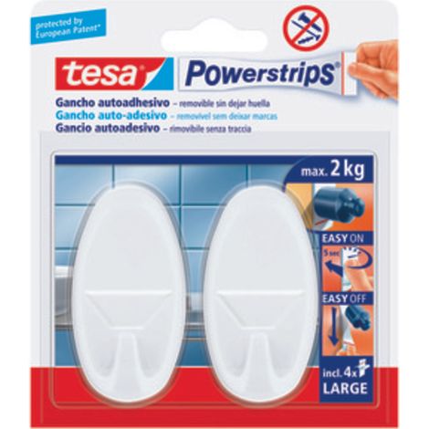 GANCIO ADESIVO TESA POWERSTRIPS GRANDE BIANCO 2 PZ- TESA- 6,0 confezione