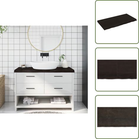 Waschtischplatte Dunkelbraun 120x60x(2-6)cm Massivholz - Eichenholz Platte - Holz Waschttischplatte - Waschtischplatte Massiv - Badrenovierung - Handgefertigte Möbel (1/5)