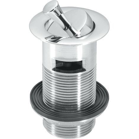 McAlpine BW60SPH-CB 1.25" Chrome Plated Brass Basin Waste - Backnut Model: 60mm Flange x 3.5" Tail with Swivel Handle Plug (1/4)
