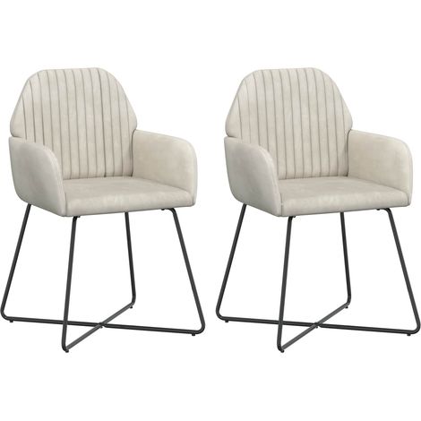 Esszimmerstühle 2 pcs Samt Creme 55 x 50 x 84 cm vidaXL (1/5)