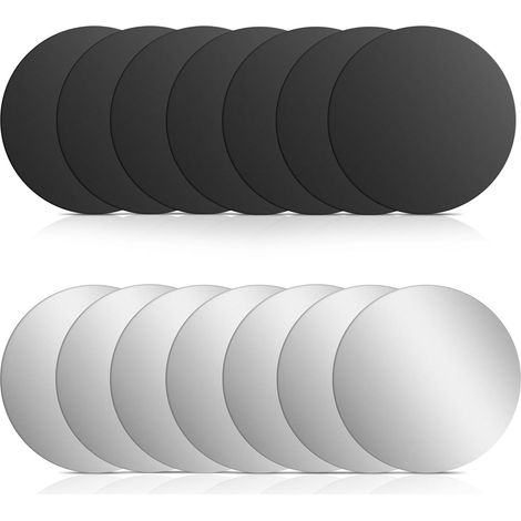 Lot de 14 plaquettes métalliques autocollantes - Plaque métallique de 40 mm pour aimants fins en acier inoxydable - Plaque métallique noire et argentée - Compatible avec support magnétique de (1/5)