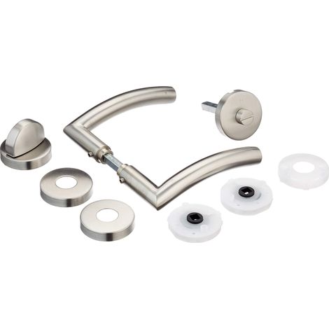 Alpertec 28020640 Peking II-R Acciaio inossidabile per porte da bagno Set di maniglie per WC Maniglia per porta Raccordi per porte Nuovo per porte da bagno (1/3)