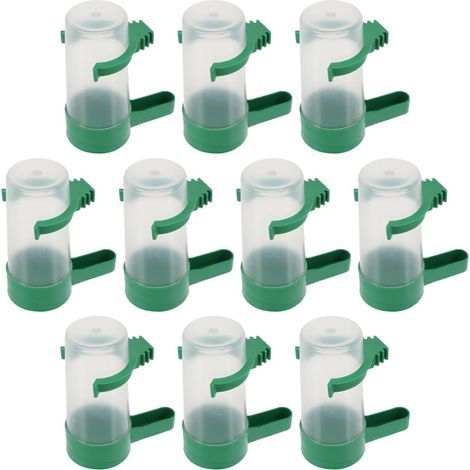 10 Tränken, 60 ml Fassungsvermögen, ABS-Kunststoff, abgewinkelter Auslauf, universelle Montage, für Papageien und Tauben (1/5)