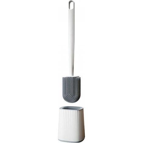 Brosse de toilette à long manche flexible en silicone pour salle de bain, fixation murale (1/5)