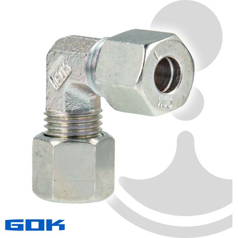Schneidringverschraubung Typ W - 90° Winkel Verschraubung Ø 10 x 10 mm, Stahl verzinkt, Schneidring Stahl (1/5)