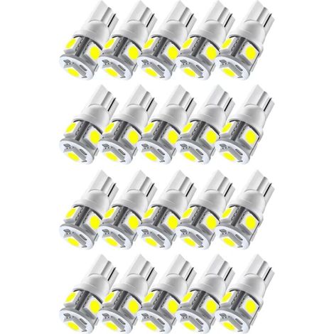 (20 unidades) Luz de lectura LED para coche W5W T10 5050 5SMD -Crezuo
