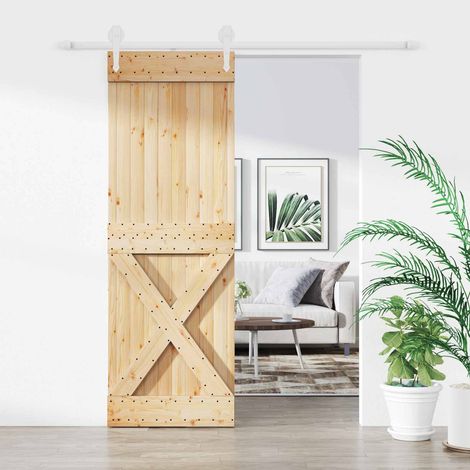 vidaXL Porta scorrevole Naturale e Bianco 80 x 210 cm