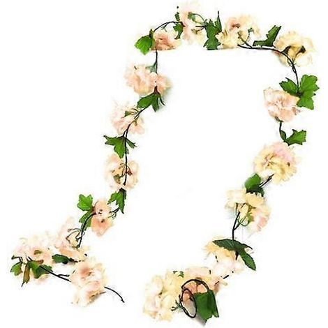 Guirlande de fleurs artificielles inaltérables, 6 couleurs, en rotin, pour décoration de porte, mariage ou autre occasion.Champagne (1/5)