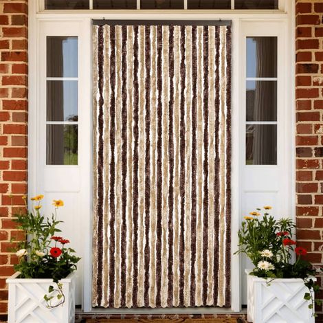 Rideau moustiquaire en chenille beige et marron clair, 100 x 220 cm