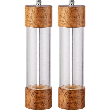 Ensemble de moulins à sel et à poivre manuels en acrylique de qualité supérieure - salières et poivrières en bois (1/5)