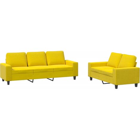 Maison Exclusive - Set di Divani 2 pz Giallo Chiaro in Tessuto