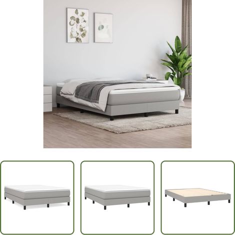 vidaXL Cadre de lit -  Cadre de lit gris clair 140x200 cm tissu (1/5)