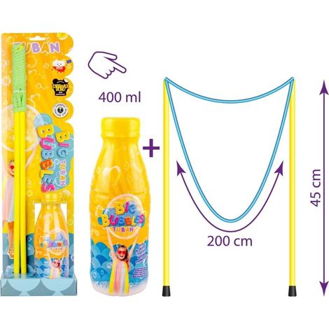 TUBAN Cuerda para pompas de jabón gigantes + líquido 400ml