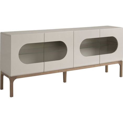 Buffet gris éclairage LED Angel Cerda 180cm - Gris cendré avec nuances noyer (1/5)