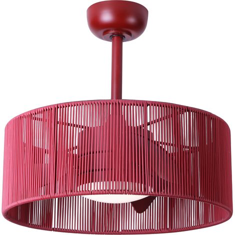 Ventilador de techo con luz LED burdeos