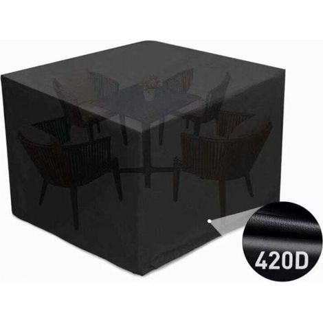Housse Salon de Jardin, Couverture Bâche Etanche de Protection 420D pour Table/Meuble, Imperméable, Anti-UV, Poussière,Vieillissement, Déchirure(noir) (1/5)