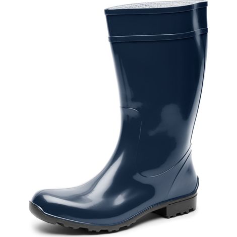 Ladeheid Bottes de Pluie Femme en Caoutchouc PVC avec Semelle Extérieure Antidérapante 100% Imperméable Chaussures pour Femmes résistantes à l'eau LA-967 (Bleu Foncé/Noir, 42 EU)
