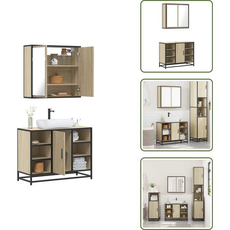Ensemble de meubles de salle de bain 2 pcs chêne sonoma - Ensemble De Meubles De Salle De Bain - Ensembles De Meubles De Salle De Bain - Armoire De Rangement - Armoire De Rangement Pour Toilettes (1/5)