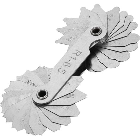 Jauge de rayon, jauge de filet de rayon en acier inoxydable outil de mesure convexe concave interne externe utilisé pour mesurer le rayon(R1-6.5MM) (1/5)