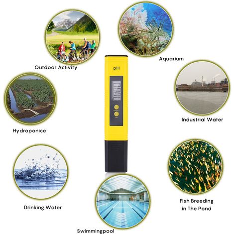 Tragbares pH-Messgerät mit LCD-Bildschirm für Schwimmbäder, Hydrokulturen, Aquarien, Labore – Wasserqualitätsmessung (1/5)