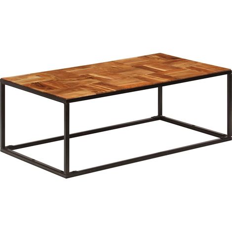 vidaXL Mesa de centro madera maciza de acacia y acero 110x60x40 cm (1/5)