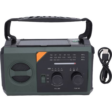 Ortviai Radio d'urgence météo NOAA AM/FM avec manivelle, panneau solaire et batterie 30000 mAh, lampe LED et alarme SOS (1/5)