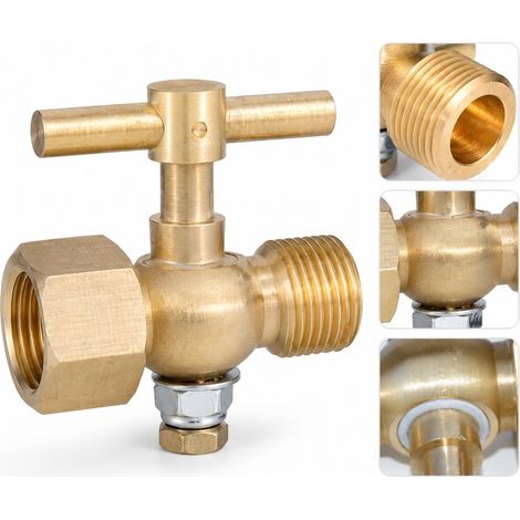2 Robinets 2 Voies Laiton pour Manometre Filet Interne et Externe M20 x 1,5 pour Cuve Gaz Chaudiere Compresseur et Bateau (1/5)