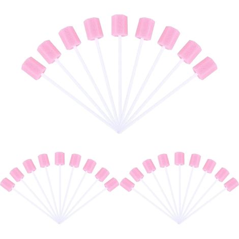 Lot de 100 Écouvillons en Mousse Jetables Bâtonnets Jetables Stériles  pour Soins Bucco-dentaires,Écouvillons pour Usage Médical Oral Buccal (Rose) (1/5)