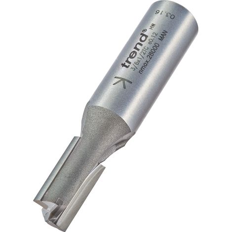 Trend 3/6 x 1/2 Inch TCT Two Flute Cutter, 10mm Diameter x 19mm Cutting Length, 1/2 Inch Shank