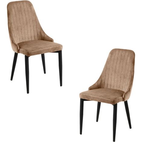 Packs Sillas Comedor - Pack 2 Sillas Kan Terciopelo - Marrón Claro (1/5)