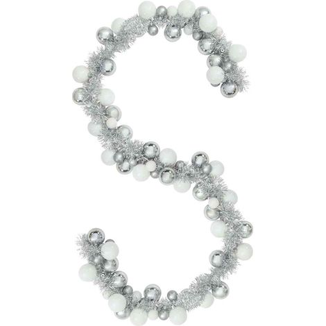 Guirlande de Boules de Noël Blanc et Argent 186 cm Polystyrène