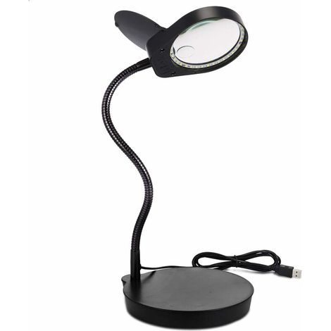 1 loupe sur pied, grossissement 3X et 10X, lampe LED à 26 diodes, support flexible col de cygne 36 cm, pour lecture, bricolage et loisirs (1/4)