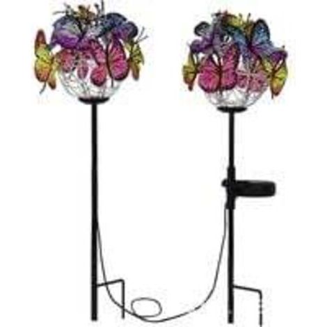 Lot de 2 lampes solaires papillon pour décoration de jardin et terrasse (1/5)