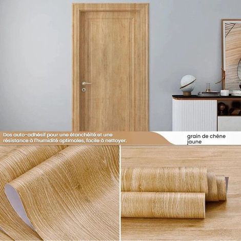 Papier Peint Bois Papier, 40x500cm Adhésif pour Meuble Bois pour Porte Table Cuisine Chambre Bureau Papier Adhésif Décoratif,A (1/4)