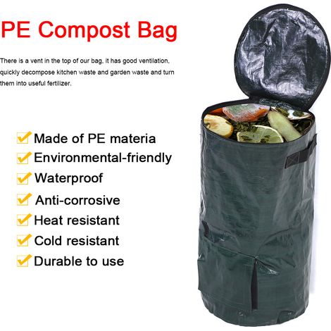 Sac de compostage pour déchets organiques Jardin Potager Bêche PE Toile Planter 35x60cm Lot Eco-responsable (1/3)