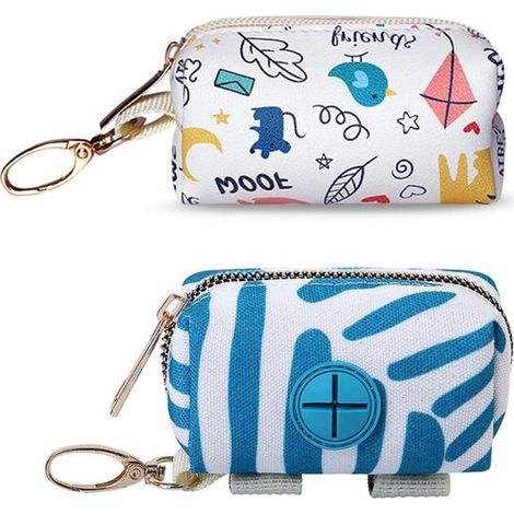 Dispensador de bolsas para excrementos de perro con 2 rollos, práctico soporte para bolsas para llevar a todas partes. (1/5)