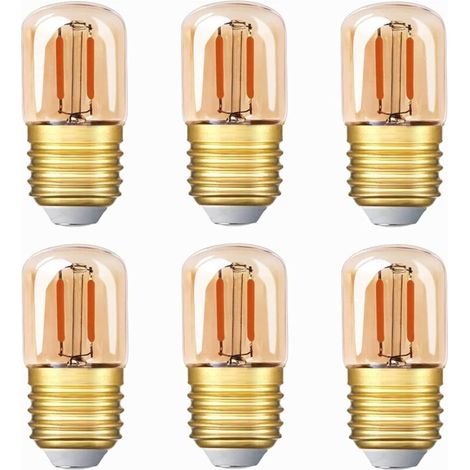 Mini ampoule LED tubulaire, 1W T28 Edison Ampoule à filament LED E27 Base à vis 2200K Ampoule blanche super chaude pour décorative‎ 80 lm non dimmable (verre ambré)，220V, 6 Pack [Classe énergétique G] (1/4)