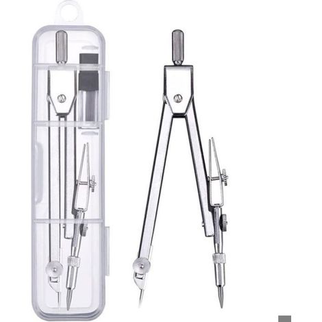Compas - 110 mm - Pour École Collège Lycée Université - Avec Vis Réglable Et Étui De Protection - 1 Pièce (1/5)