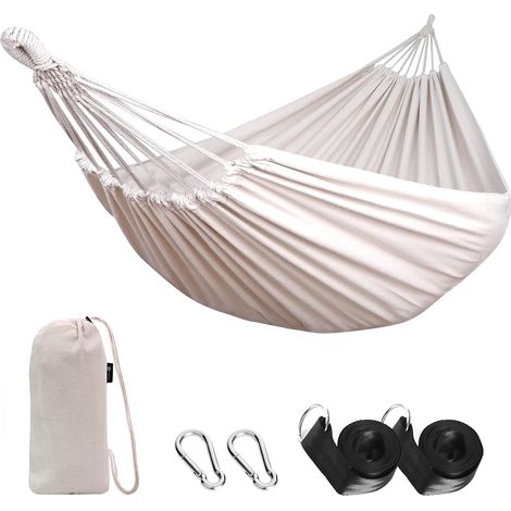 Filiyano – sac de transport – Hamac en coton avec sangles en bois, hamac portable et durable avec sac de transport, pour une utilisation en extérieur (1/5)