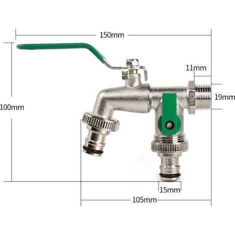 Robinet de Jardin Double Sortie , Robinet Extérieur Laiton, Premium Robinet Jardin avec Double Raccord, Convient pour Jardin, Ménage et Industrie (1/4)